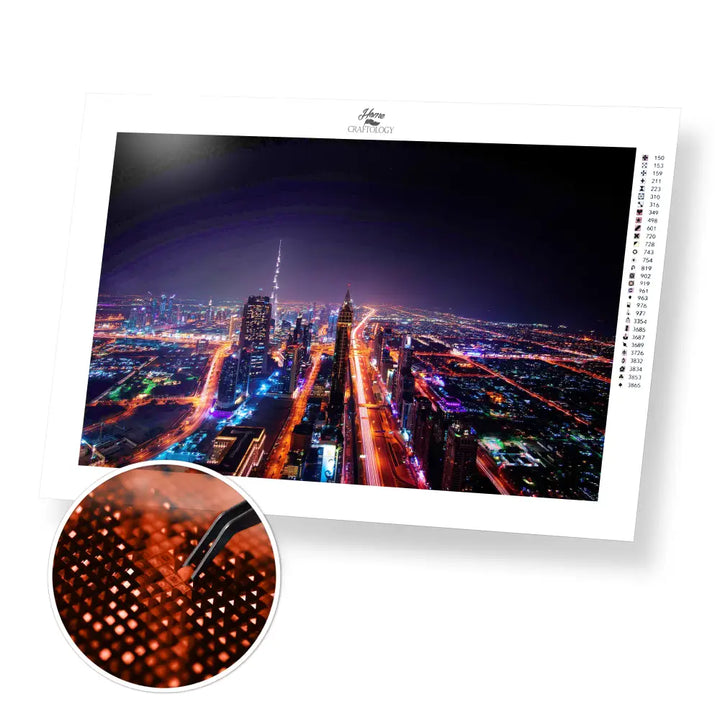 Dubai Skyline - Premium Diamond Painting Kit - 45x30cm / 18x12’’ / Square (Most Popular) - Diamond Painting Kit