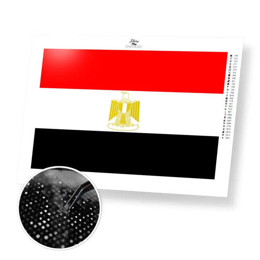 Egypt Flag - Premium Diamond Painting Kit - 45x30cm / 18x12’’ / Square (Most Popular) - Diamond Painting Kit