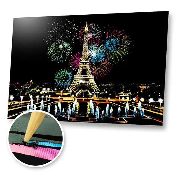 Eiffel Tower Fireworks - Scratch Painting Kit - Scratch Painting
