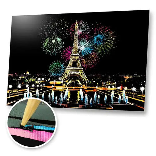 Eiffel Tower Fireworks - Scratch Painting Kit - Scratch Painting