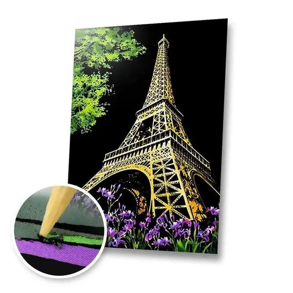 Eiffel Tower France - Scratch Painting Kit - Scratch Painting