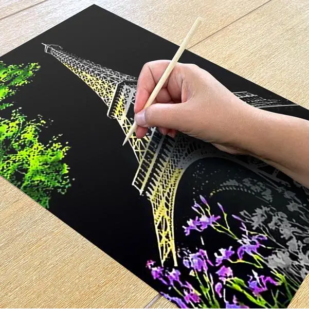 Eiffel Tower France - Scratch Painting Kit - Scratch Painting