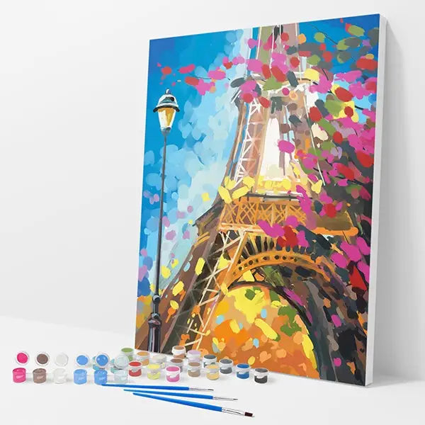 Eiffel Tower in Spring Kit - Paint By Numbers - 30x40cm / 12x16’’ / No Frame - Paint By Numbers