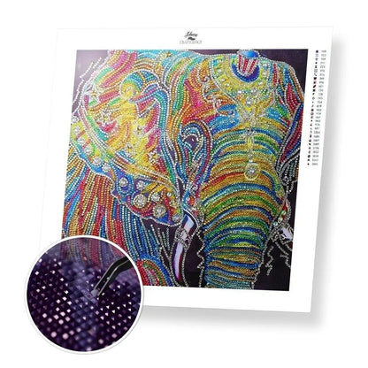 Embellished Elephant Gemstone - Premium 5D Poured Glue Diamond Painting Kit - 30x30cm / 12x12’’ - Gemstone