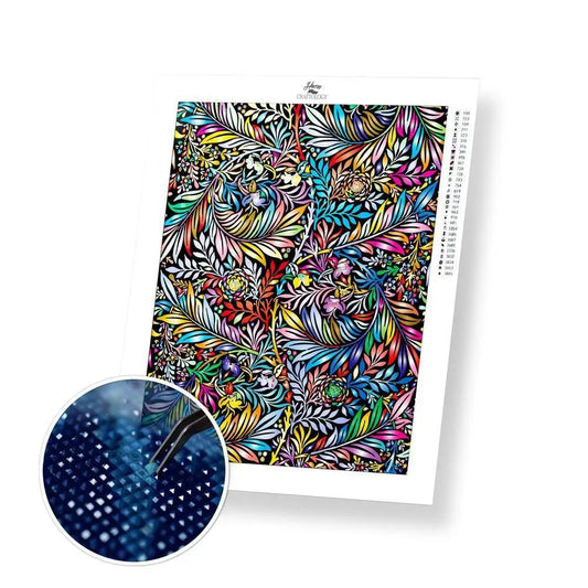 Feathers and Flowers - Premium Diamond Painting Kit - 30x40cm / 12x16’’ / Square (Most Popular) - Diamond Painting Kit