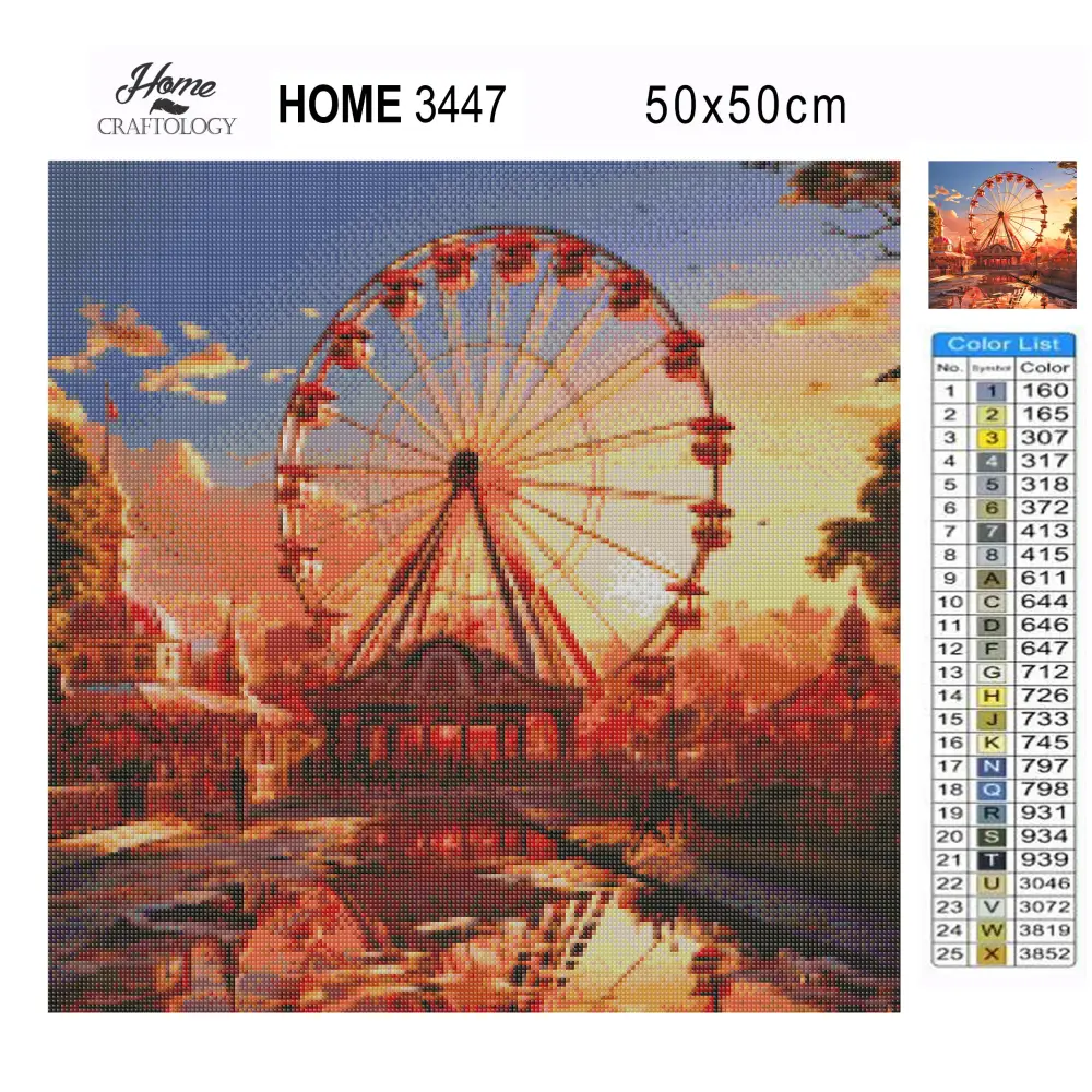 Ferris Wheel During Sunset - Exclusive Premium Diamond Painting Kit - Diamond Painting Kit