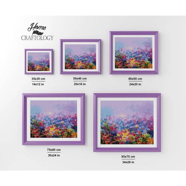 Field of Colorful Flowers - Exclusive Premium Diamond Painting Kit - Diamond Painting Kit