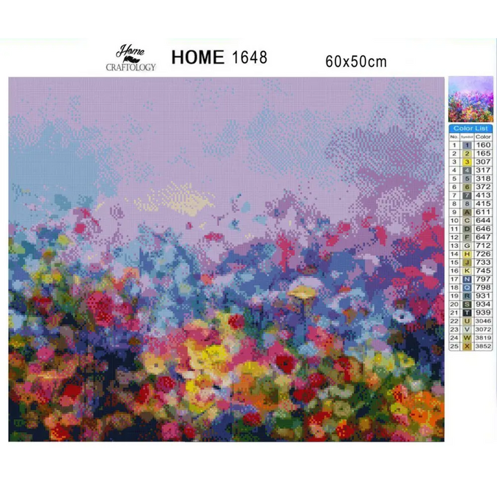 Field of Colorful Flowers - Exclusive Premium Diamond Painting Kit - Diamond Painting Kit