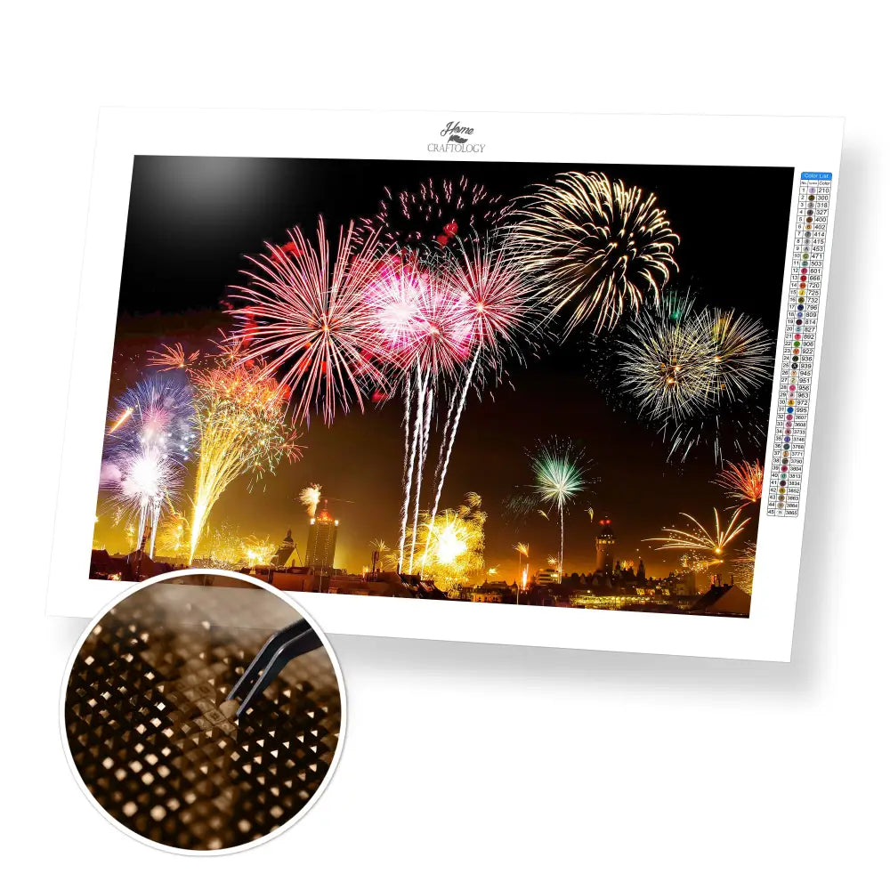 Fireworks - Premium Diamond Painting Kit - 45x30cm / 18x12’’ / Square (Most Popular) - Diamond Painting Kit