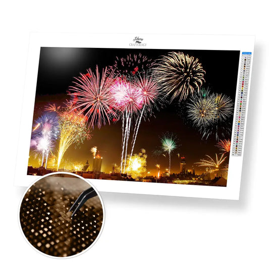 Fireworks - Premium Diamond Painting Kit - 45x30cm / 18x12’’ / Square (Most Popular) - Diamond Painting Kit