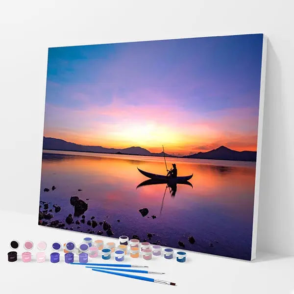 Fishing at Sunset Kit - Paint By Numbers - 30x40cm / 12x16’’ / No Frame - Paint By Numbers