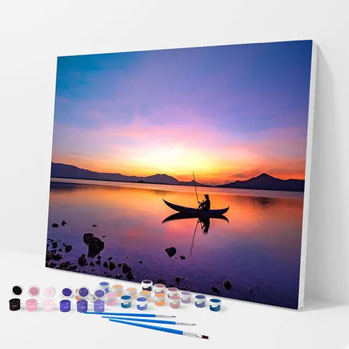 Fishing at Sunset Kit - Paint By Numbers - 30x40cm / 12x16’’ / No Frame - Paint By Numbers