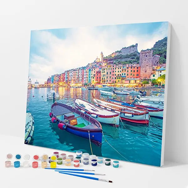 Fishing Village Kit - Paint By Numbers - 30x40cm / 12x16’’ / No Frame - Paint By Numbers