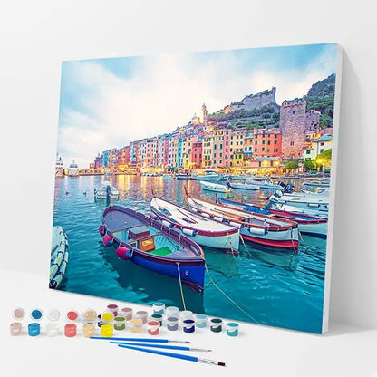Fishing Village Kit - Paint By Numbers - 30x40cm / 12x16’’ / No Frame - Paint By Numbers