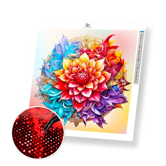 Floral Mandala - Exclusive Premium Diamond Painting Kit - 20x20cm / 8x8’’ / Square (Most Popular) / No Frame - Diamond