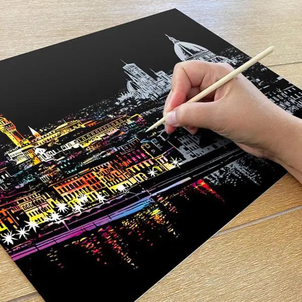 Florence River View Italy - Scratch Painting Kit - Scratch Painting