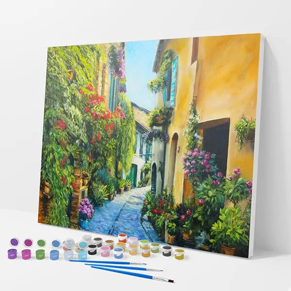 Flower Street Kit - Paint By Numbers - 30x40cm / 12x16’’ / No Frame - Paint By Numbers