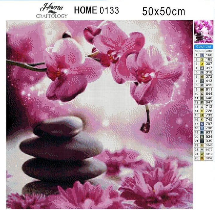 Flowers and Stones - Premium Diamond Painting Kit - Diamond Painting Kit