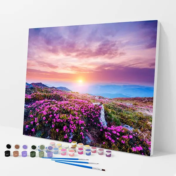 Flowers at Sunset Kit - Paint By Numbers - 30x40cm / 12x16’’ / No Frame - Paint By Numbers