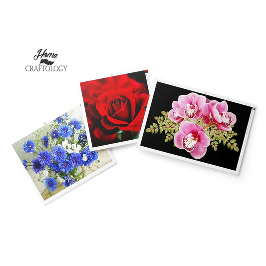 Flowers Bundle - Premium Diamond Painting Kit - Medium / Square - Diamond Painting Cross Stitch
