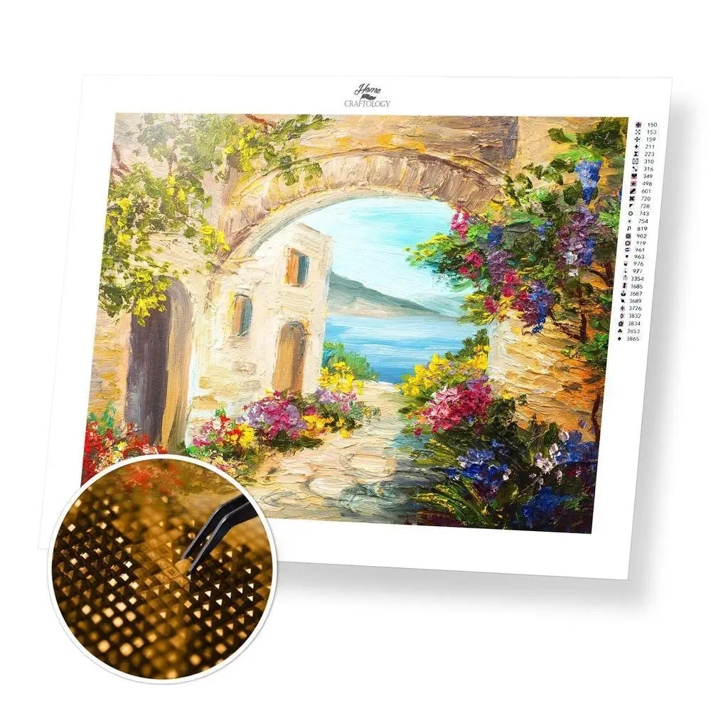 Flowers by the Sea - Exclusive Premium Diamond Painting Kit - 25x20cm / 10x8’’ / Square (Most Popular) - Diamond