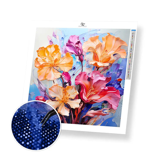 Flowers Painting - Exclusive Premium Diamond Painting Kit - 30x30cm / 12x12’’ / Square (Most Popular) / No Frame
