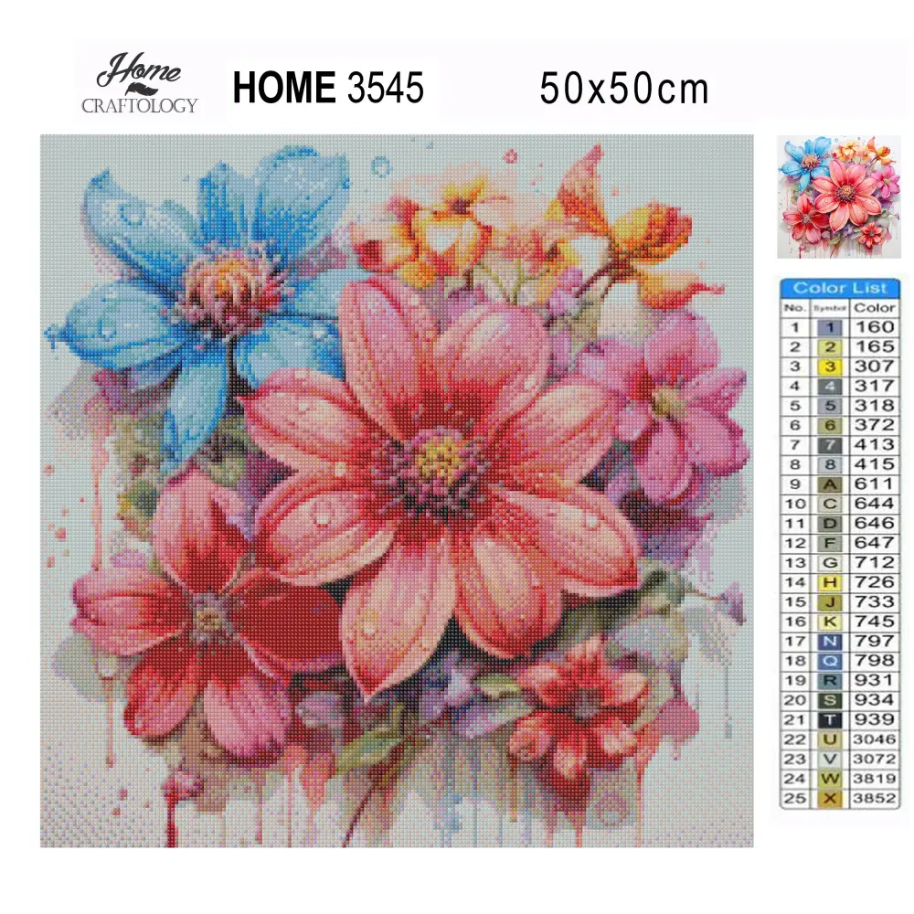 Flowers with Water - Exclusive Premium Diamond Painting Kit - Diamond Painting Kit