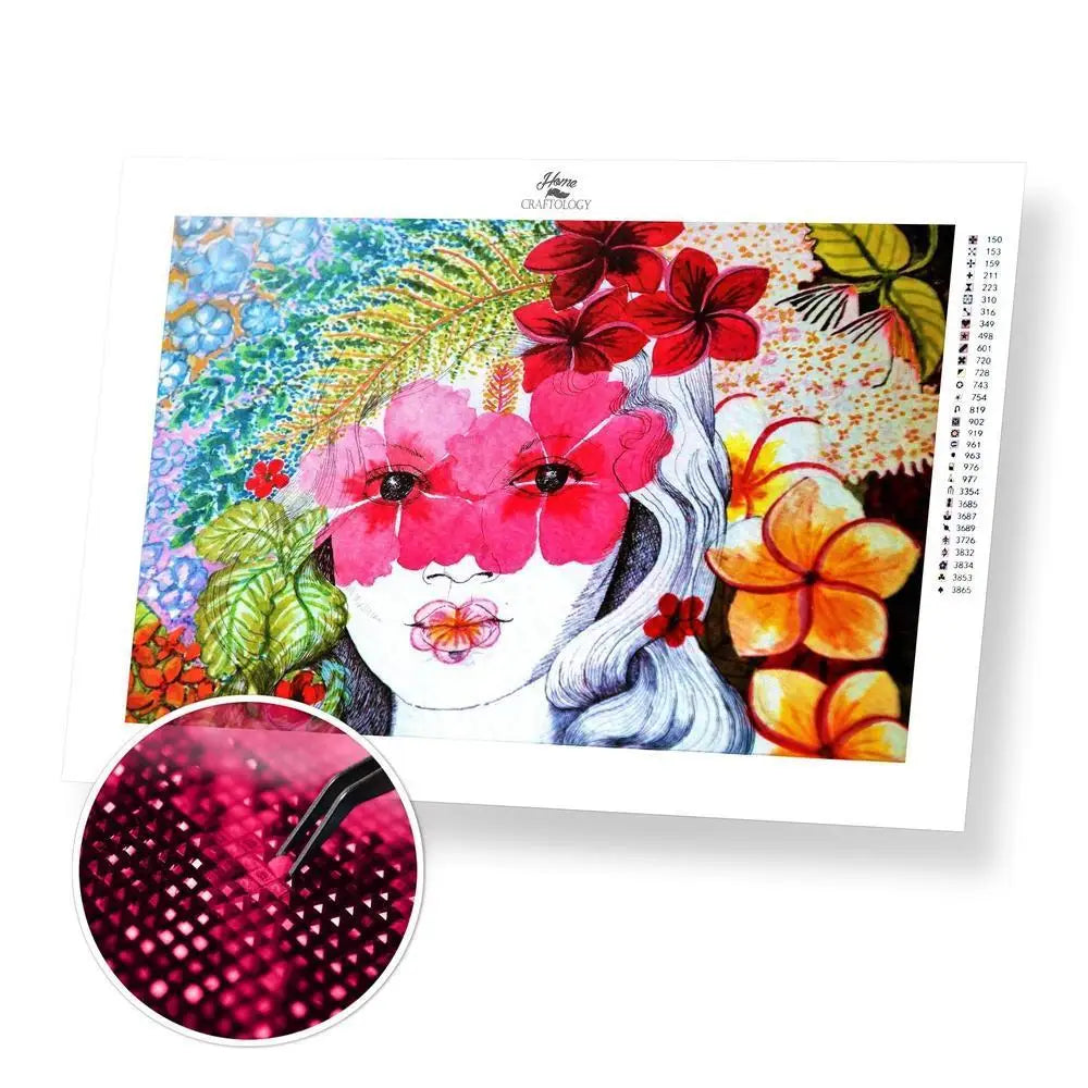 Flowery Eyes - Premium Diamond Painting Kit - 55x35cm / 22x14’’ / Square (Most Popular) - Diamond Painting Kit