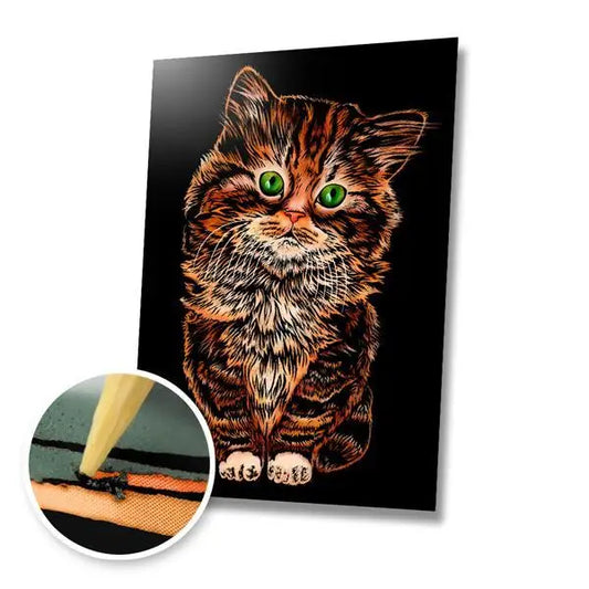 Fluffy Kitten - Scratch Painting Kit - Scratch Painting