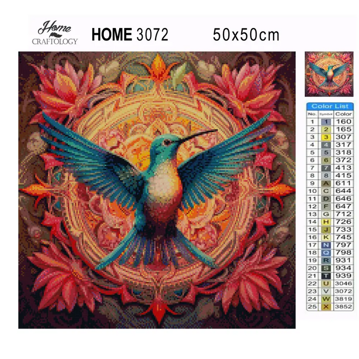 Flying Hummingbird Mandala - Exclusive Premium Diamond Painting Kit - Diamond Painting Kit