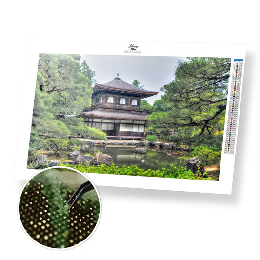 Ginkaku-ji Temple - Premium Diamond Painting Kit - 45x30cm / 18x12’’ / Square (Most Popular) - Diamond Painting Kit