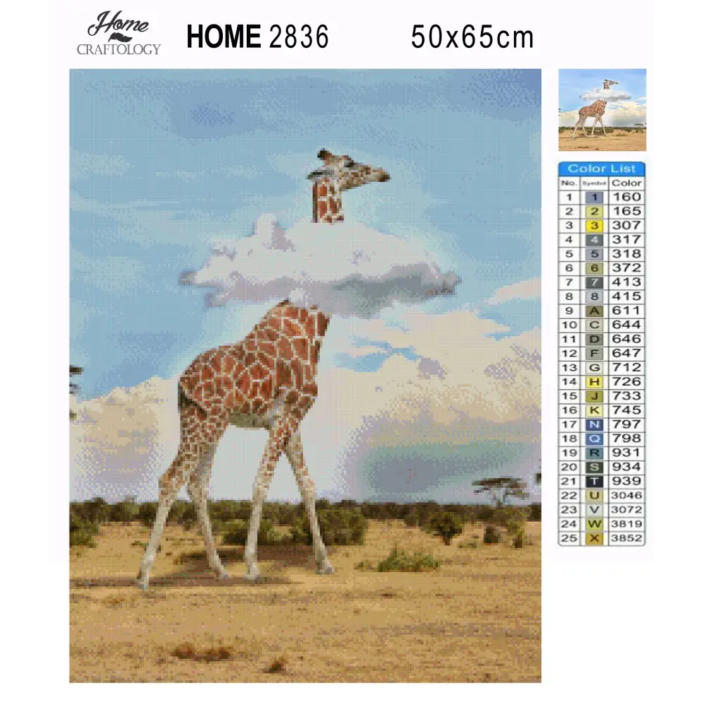Giraffe on Clouds - Premium Diamond Painting Kit - Diamond Painting Kit