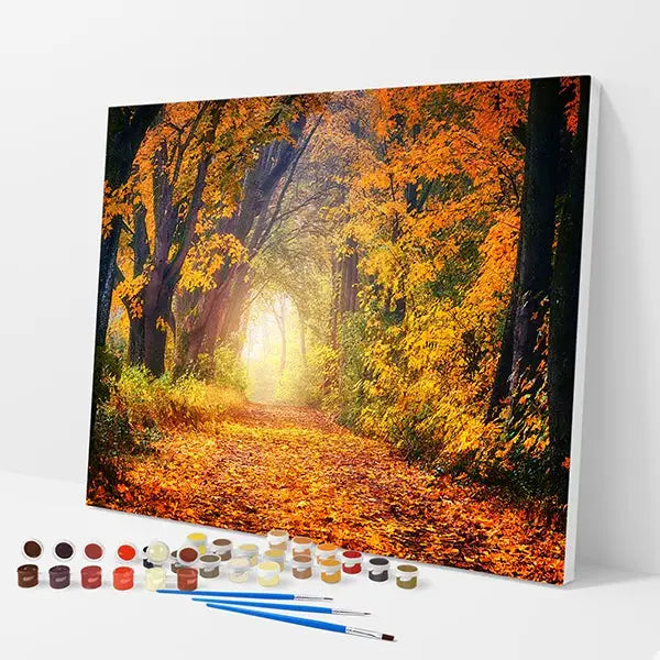 Golden Forest Walkway Kit - Paint By Numbers - 30x40cm / 12x16’’ / No Frame - Paint By Numbers