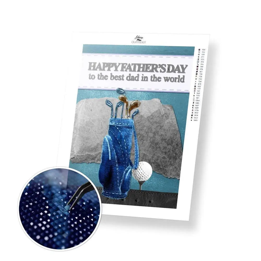 Golfer Dad - Premium Diamond Painting Kit - 30x45cm / 12x18’’ / Square (Most Popular) - Diamond Painting Kit