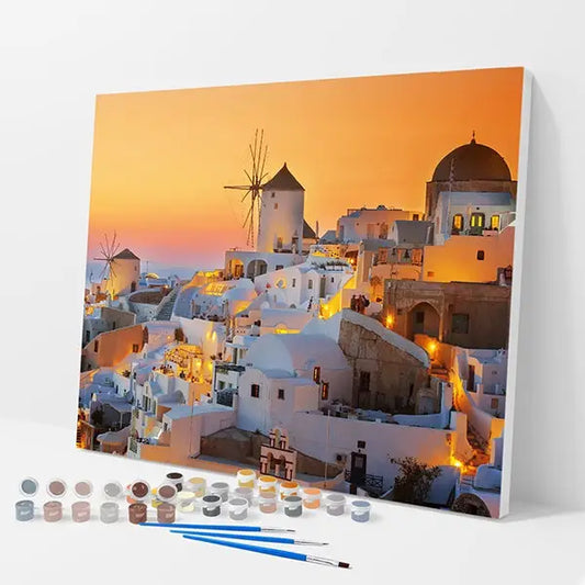 Greek Islands Sunset Kit - Paint By Numbers - 30x40cm / 12x16’’ / No Frame - Paint By Numbers