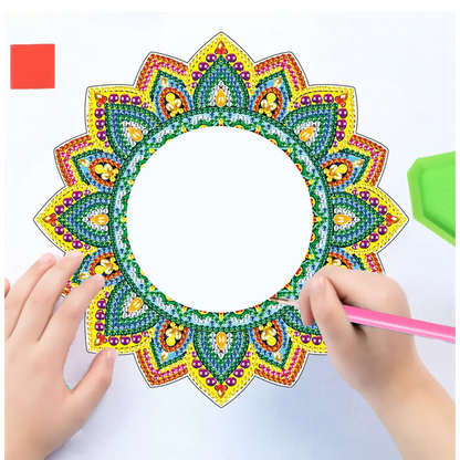 Green and Yellow Flower - Diamond Painting Mirror - Mirror