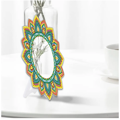 Green and Yellow Flower - Diamond Painting Mirror - Mirror