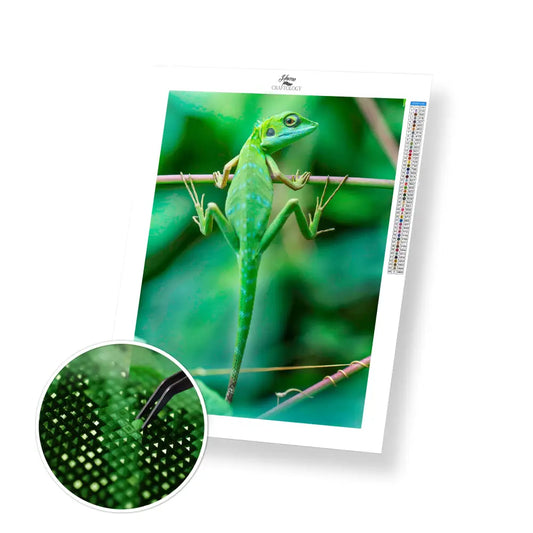 Green Lizard - Premium Diamond Painting Kit - 30x45cm / 12x18’’ / Square (Most Popular) - Diamond Painting Kit