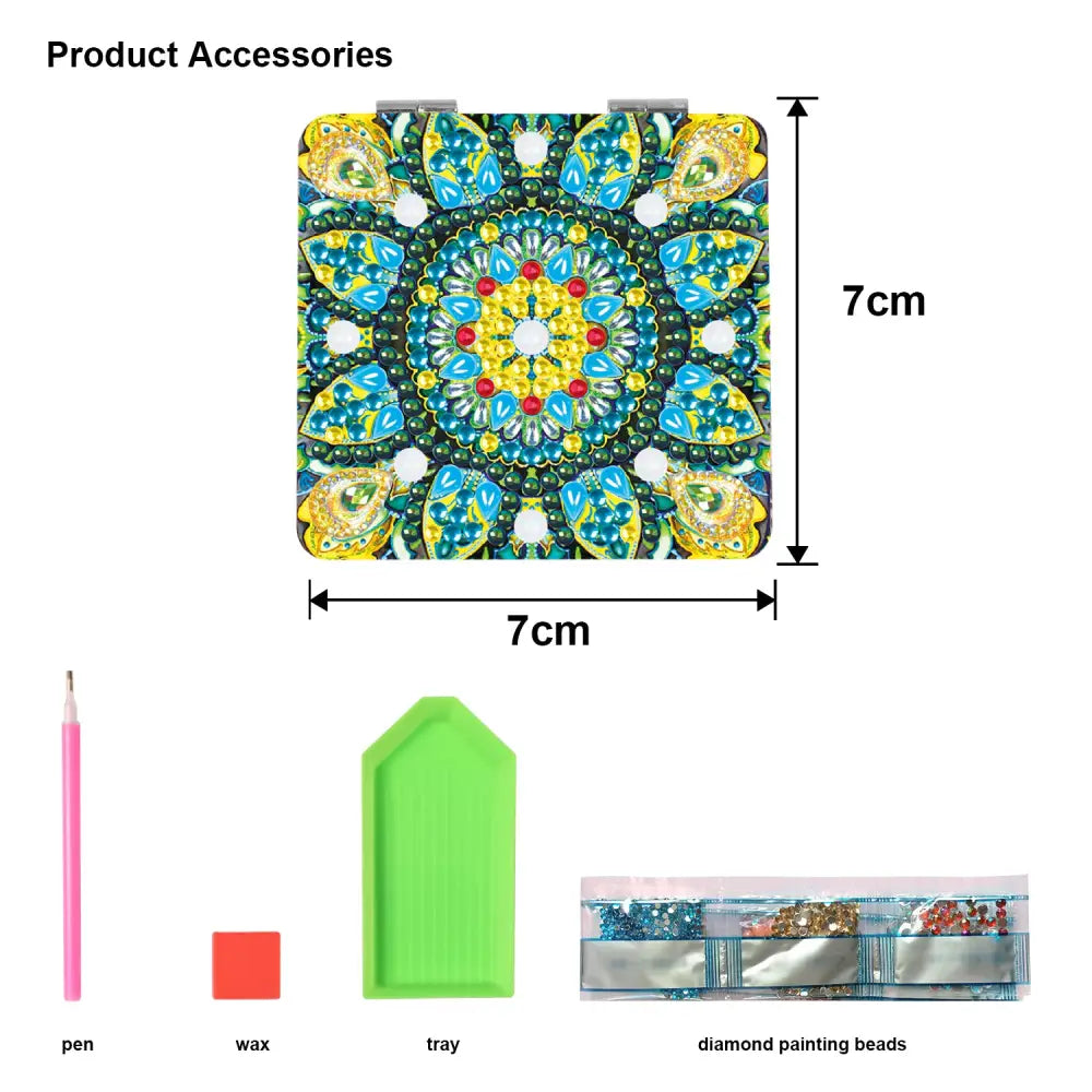 Green Mandala - Diamond Painting Compact Mirror - Compact Mirror