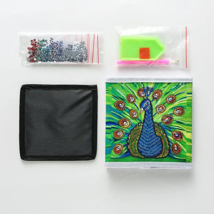 Green Peacock - Diamond Painting Storage Kit - Diamond Painting Cross Stitch