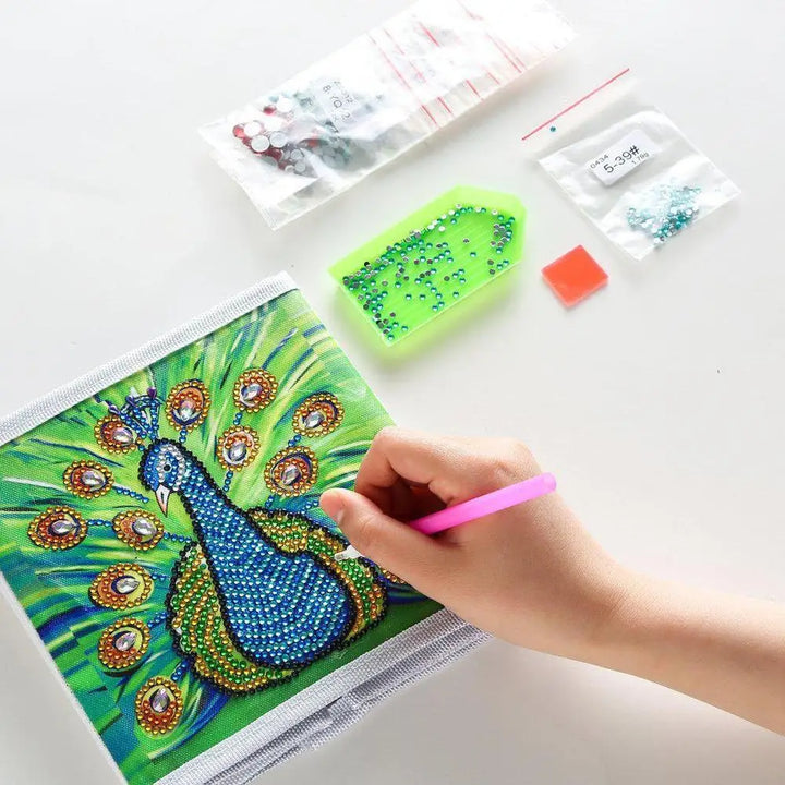 Green Peacock - Diamond Painting Storage Kit - Diamond Painting Cross Stitch