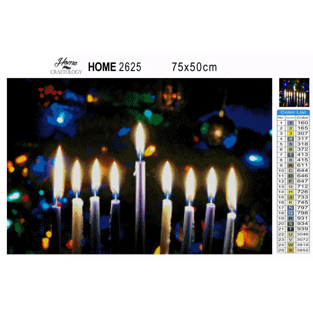 Hanukkah Candlesticks - Premium Diamond Painting Kit - Diamond Painting Kit