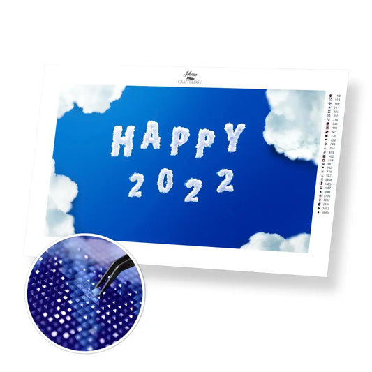 Happy 2022 - Premium Diamond Painting Kit - 50x30cm / 20x12’’ / Square (Most Popular) - Diamond Painting Kit