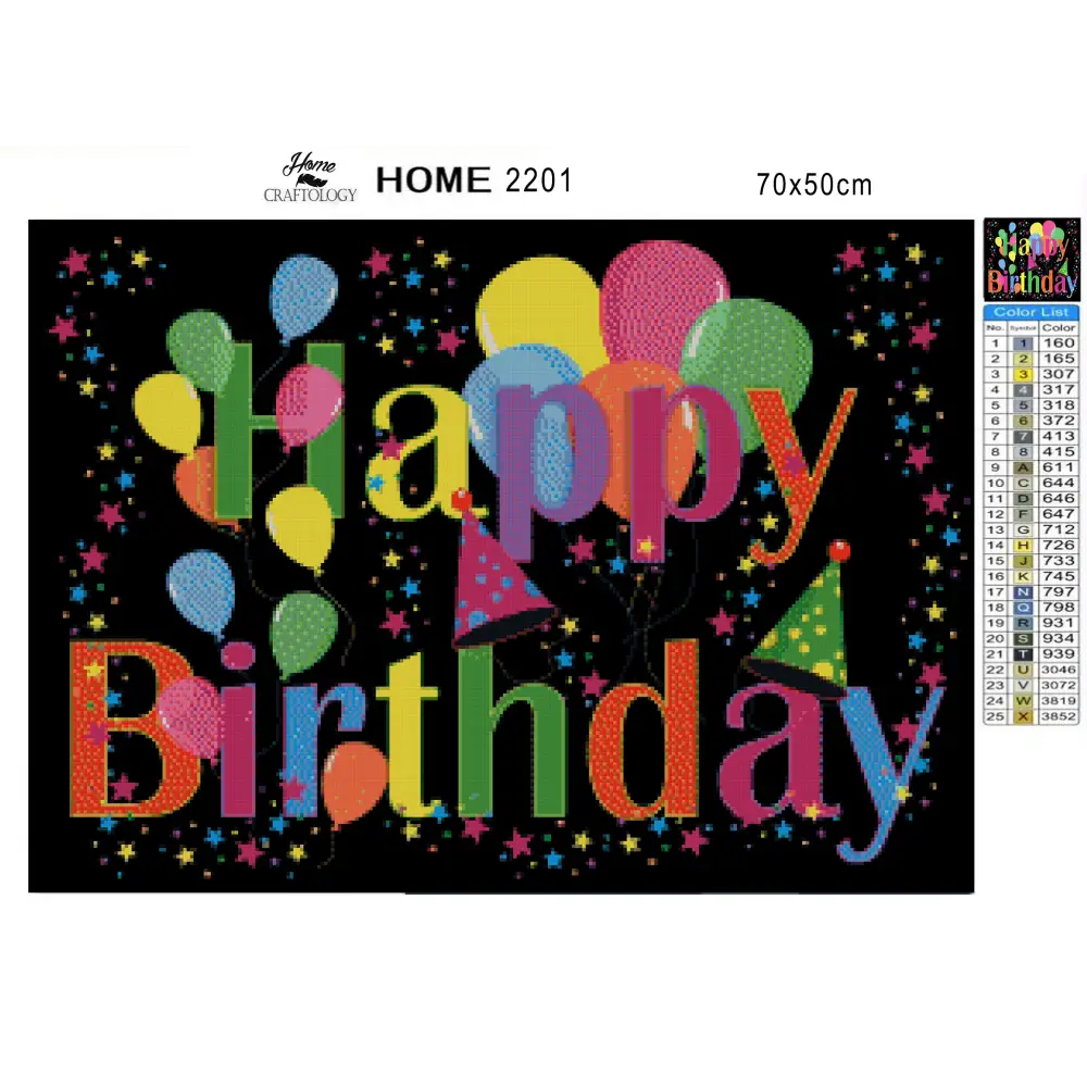 Happy Birthday Balloons - Premium Diamond Painting Kit - Diamond Painting Kit