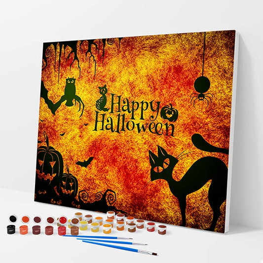 Happy Halloween Kit - Paint By Numbers - 30x40cm / 12x16’’ / No Frame - Paint By Numbers