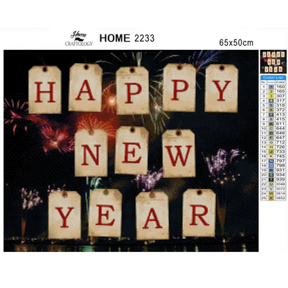 Happy New Year Tags - Premium Diamond Painting Kit - Diamond Painting Kit