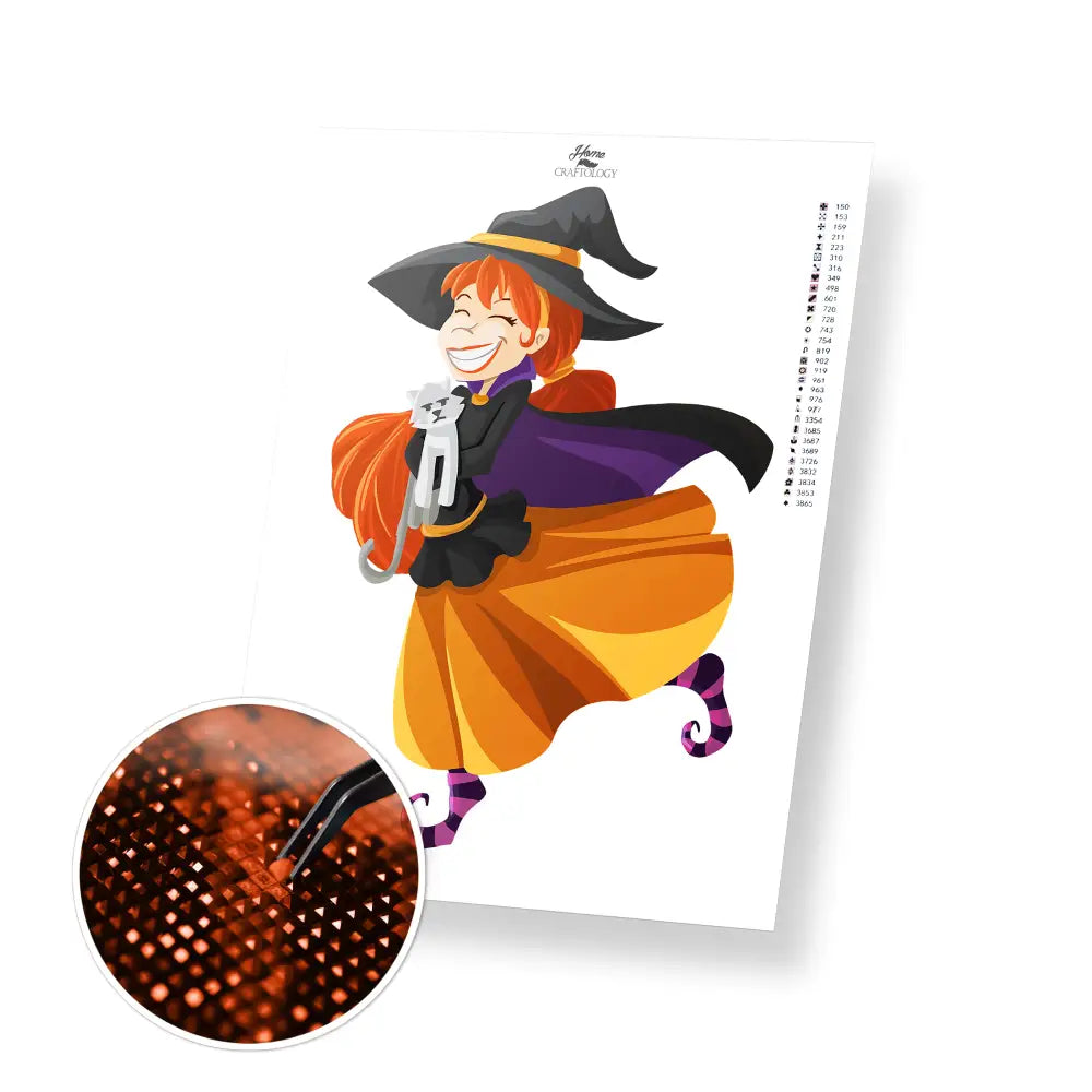 Happy Witch - Premium Diamond Painting Kit - 30x50cm / 12x20’’ / Square (Most Popular) - Diamond Painting Kit