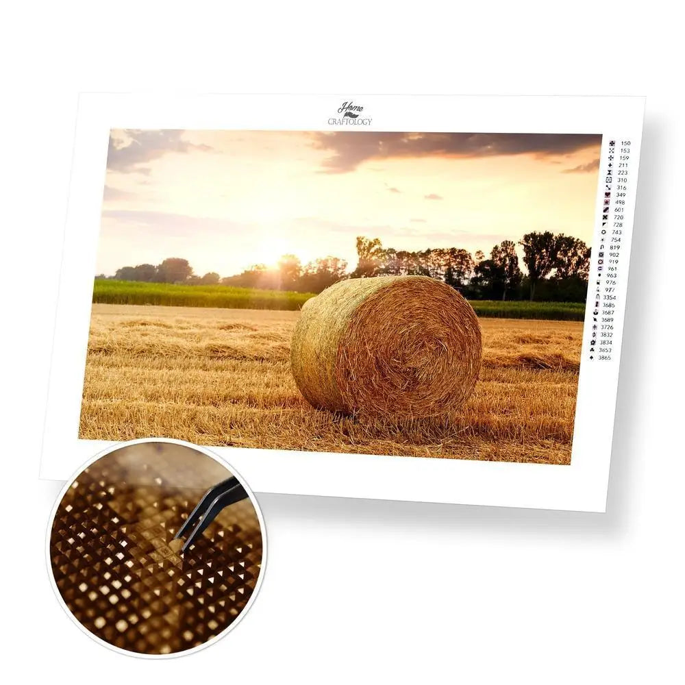 Hay Bale - Premium Diamond Painting Kit - 45x30cm / 18x12’’ / Square (Most Popular) - Diamond Painting Kit