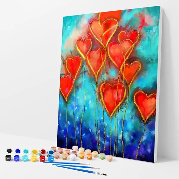 Heart Balloons Kit - Paint By Numbers - 30x40cm / 12x16’’ / No Frame - Paint By Numbers