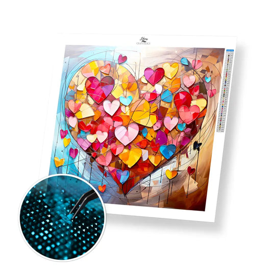 Heart in a Heart - Exclusive Premium Diamond Painting Kit - 20x20cm / 8x8’’ / Square (Most Popular) - Diamond Painting
